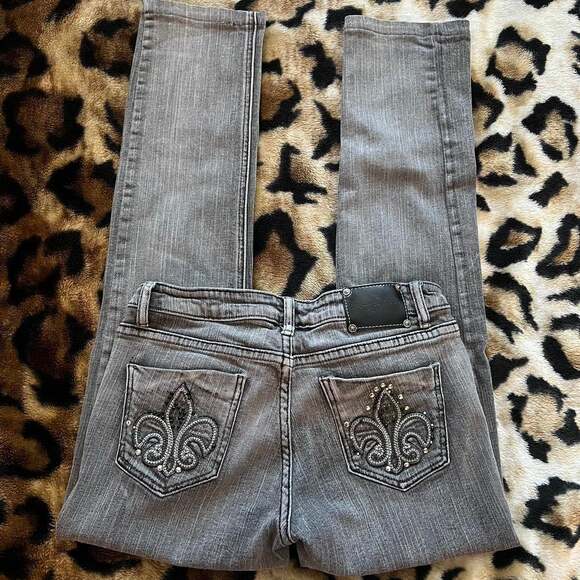 Low-Rise Rhinestone Skinny Jeans Y2K - Picture 1 of 2
